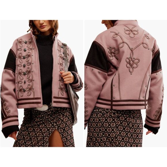 We The Free People Women's Woodrose Boy Band Bomber Jacket Size Small - Picture 1 of 7